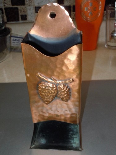 Copper Wall Mounted MATCH STICK HOLDER w/Tinsmith Punch. Vintage 1970's! - Picture 9 of 12