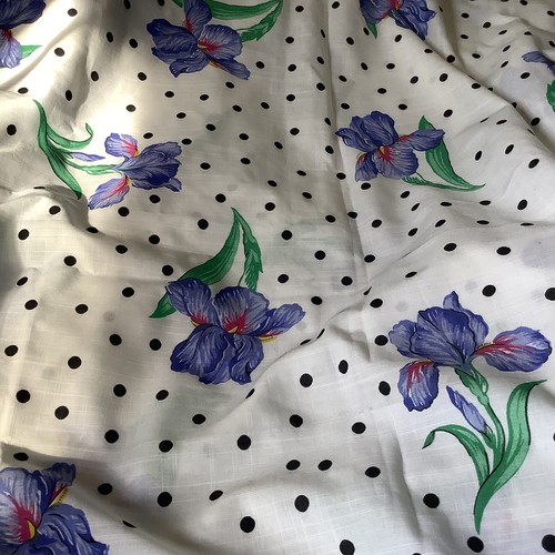 2 Yds Wamsutta Polka Dots Shabby Chic Purple Iris Skirt Dress Shirts Fabric - Picture 4 of 8