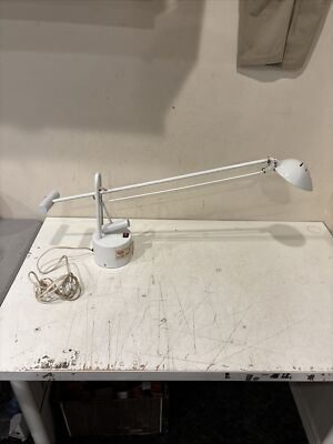 Vintage WHITE Weighted Swing Arm Desk Lamp Model 4400 Nobody Beats The Wiz