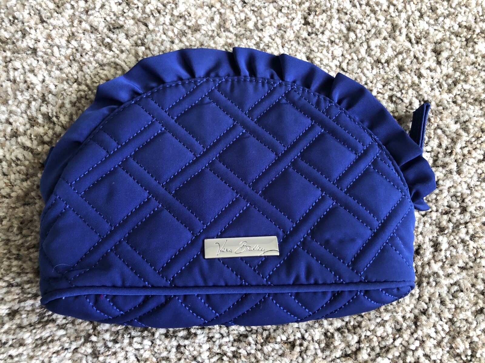VERA BRADLEY ROYAL BLUE QUILTED SCALLOPED COSMETIC MU… Gem