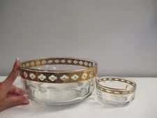 Glam Hollywood Regency Culver VALENCIA Arcoroc 22kt Gold Rim Shrimp & Dip Bowl 