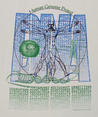 HUMAN GENOME PROJECT--DNA Chromosomes Helix Biology Life Science T shirt M-3XL
