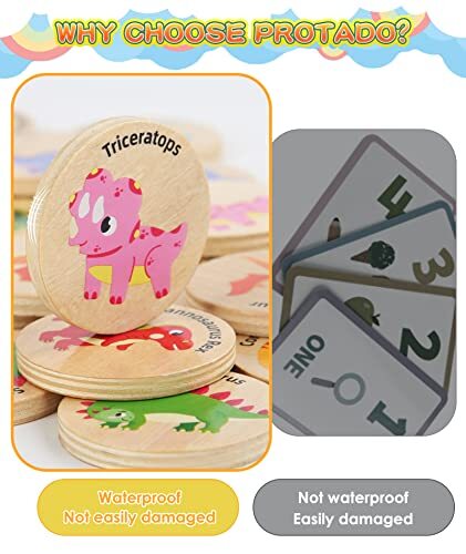 Wooden Match Memory Game for Kids, 24Pc Memory Matching Cards with 5Pc Dinosaur - Picture 4 of 7