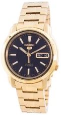 Seiko 5 Automatic Black Dial Gold Tone Stainless Steel SNKL88K1 30M Mens Watch