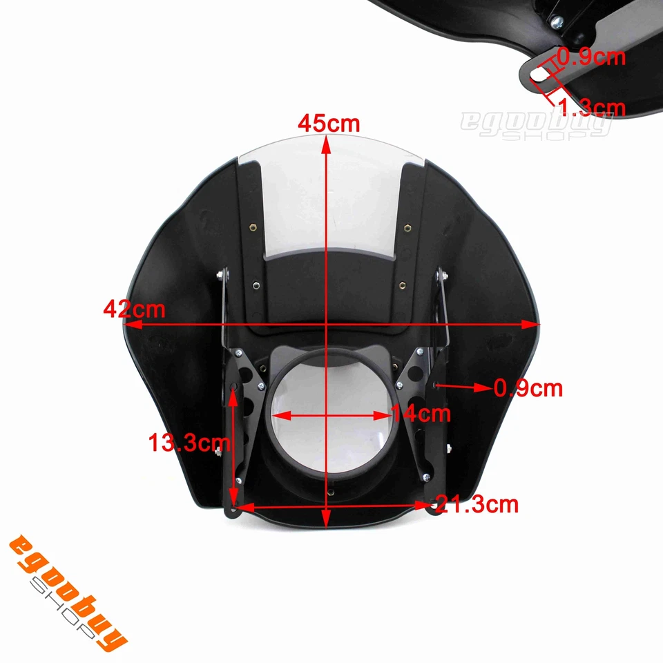 Clear Motorcycle Quarter Fairing w/Mount Bracket Kit For Harley Iron 883 XL883N - Imagem 2 de 4