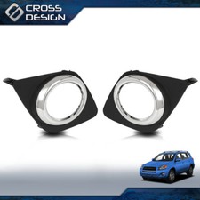 Pair Front Bumper Fog Light Cover Trim Bezel Fit For 2009-2012 Toyota Rav4
