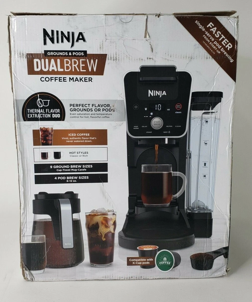 Ninja Coffee Maker Dual Brew CFP205A 12 Cup K-Cup Carafe Damaged Box MSRP  $199 622356569712