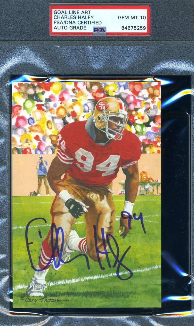 Charles Haley Gem Mint 10 PSA DNA Slabbed Signed Goal Line Autograph GLAC