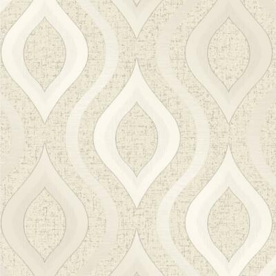 Creme Gold Geometrische Glitzer Tapete Vinyl Strukturiert Retro Fein Dekor Quarz