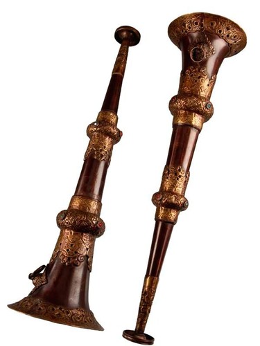 Pair Of Tibetan Trumpets Dung Chen Radong 47 Cm Buddhist Ritual # 5217 - Picture 18 of 19
