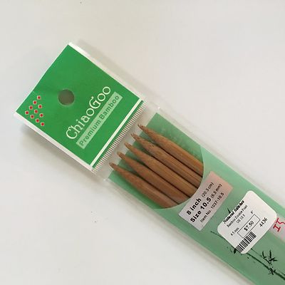 Set of 5 ChiaoGoo Bamboo Knitting Needles Double Pointed 8 inch US 10.5 (6.5mm)