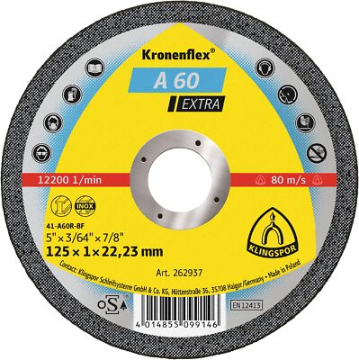 Klingspor Kronenflex A 60 Extra Trennscheiben 125 x 1 x 22,23 mm gerade 25 Stück