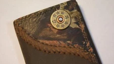 ZEP-PRO 12 gauge  Shot Gun Shell Fence Row Camo Trifold Leather Wallet TIN BOX