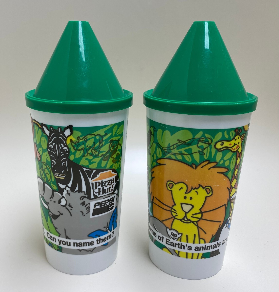 Endangered Animals Kid's Cups With Lids, Pizza Hut, Pepsi, 1990s