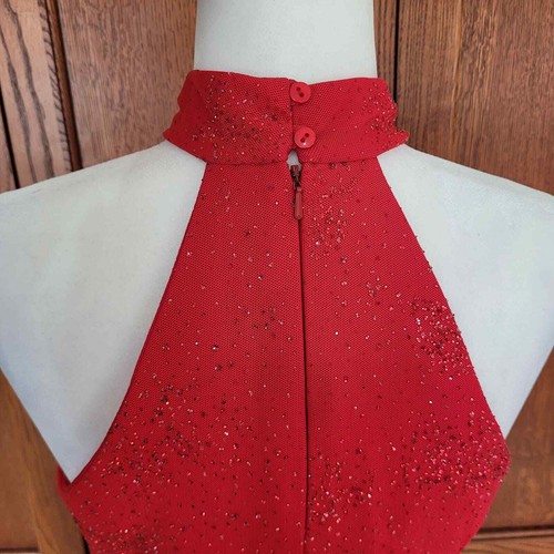 Jessica McClintock Gunne Sax VTG Red Elegant Classy Chic Halter Ball Gown Sz 7 - Picture 8 of 13