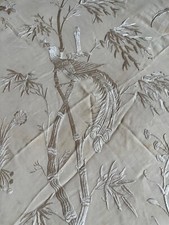 RARE PIANO SHAWL ANTIQUE SILK CANTON UNIQUE CIRCA 1857