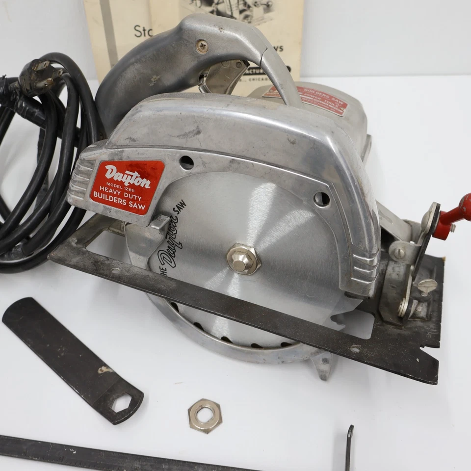 Sierra circular para constructores Dayton Power Tools 6 3/8 pulgadas modelo 1Z611 manual del propietario RARO Foto 3 de 4