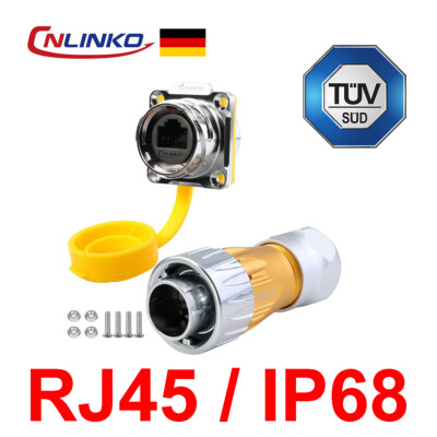 CNLINKO DH-24 Serie M24 RJ45 Metallischer Wasserdichter Steckverbinder IP68 -TÜV