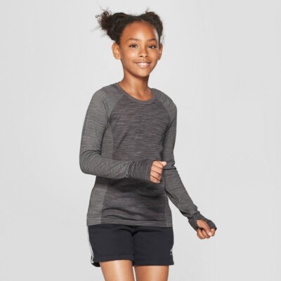 Girls' Activewear Long Sleeve T-Shirt Umbro Black XS
