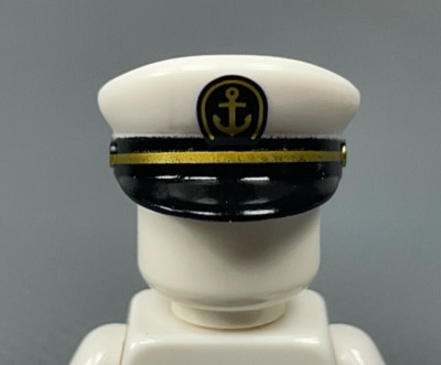LEGO Minifigure White Captain Hat Cap Black Visor Series 23 Ferry Captain x1