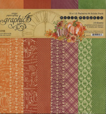 Graphic 45, Hello Pumpkin, Patterns  Solids, 12x12, Double Sided, 16 Sheets