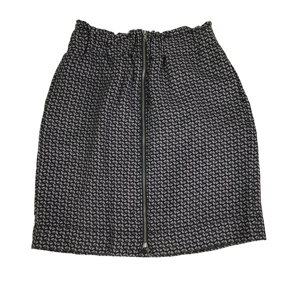 Gap Skirt Grey Size 8 Black Geo Print Straight Zip Front Elastic Waist Pockets