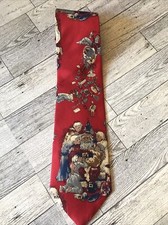 Wembley Red With Santa with Children Neck Tie Christmas Silk Made In USA