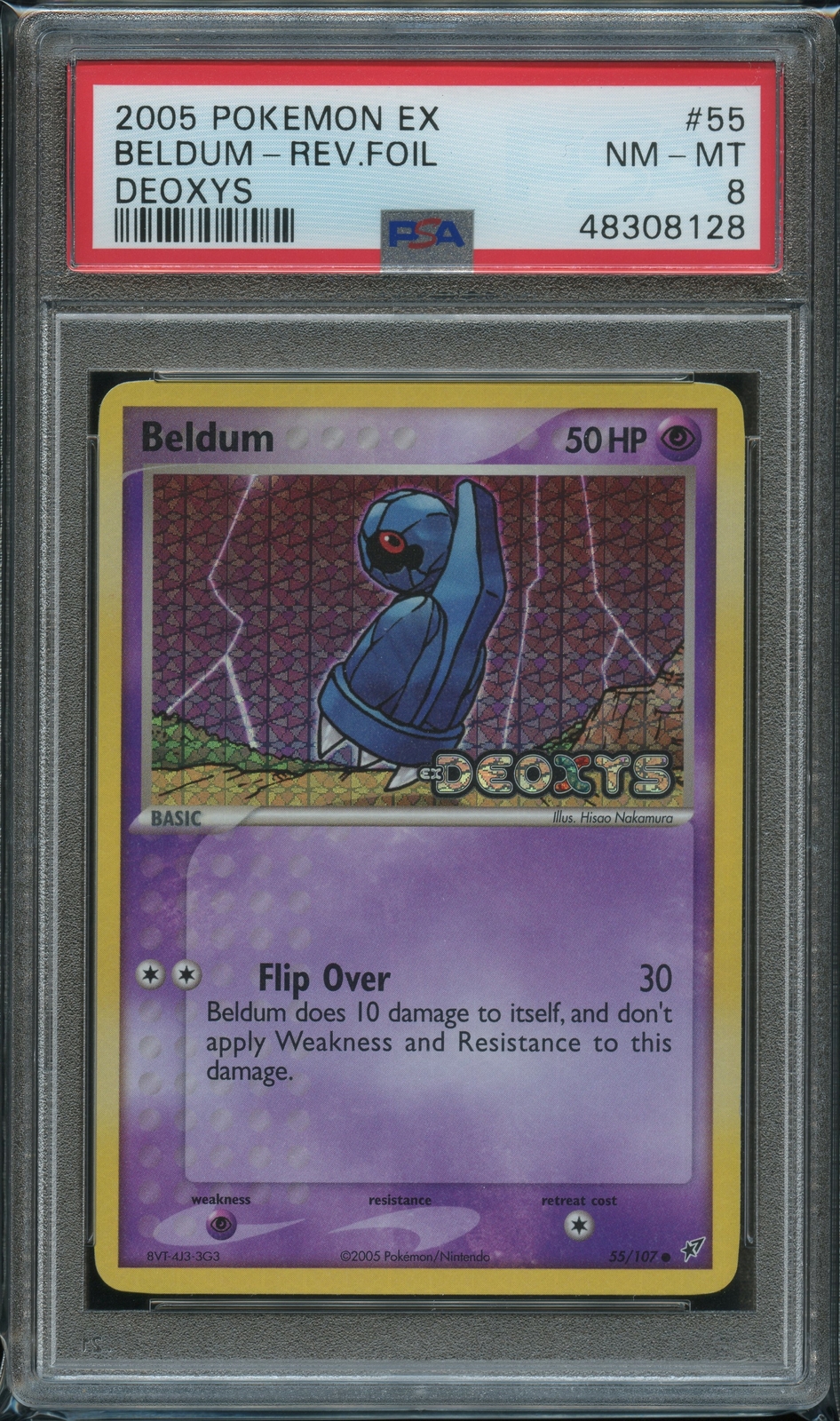 Pokemon Beldum Reverse Holo PSA 8 NM-Mint 55/107 Deoxys
