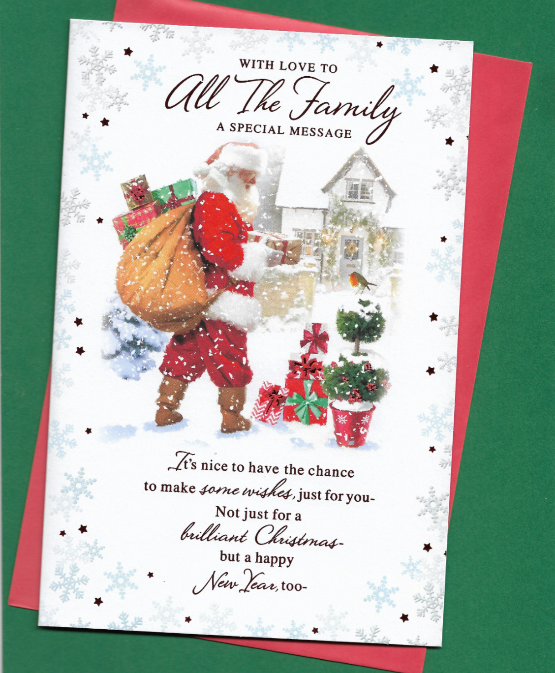 With Love To All The Family Christmas Card 9""x6"" Snow Scene Father Xmas Friends
