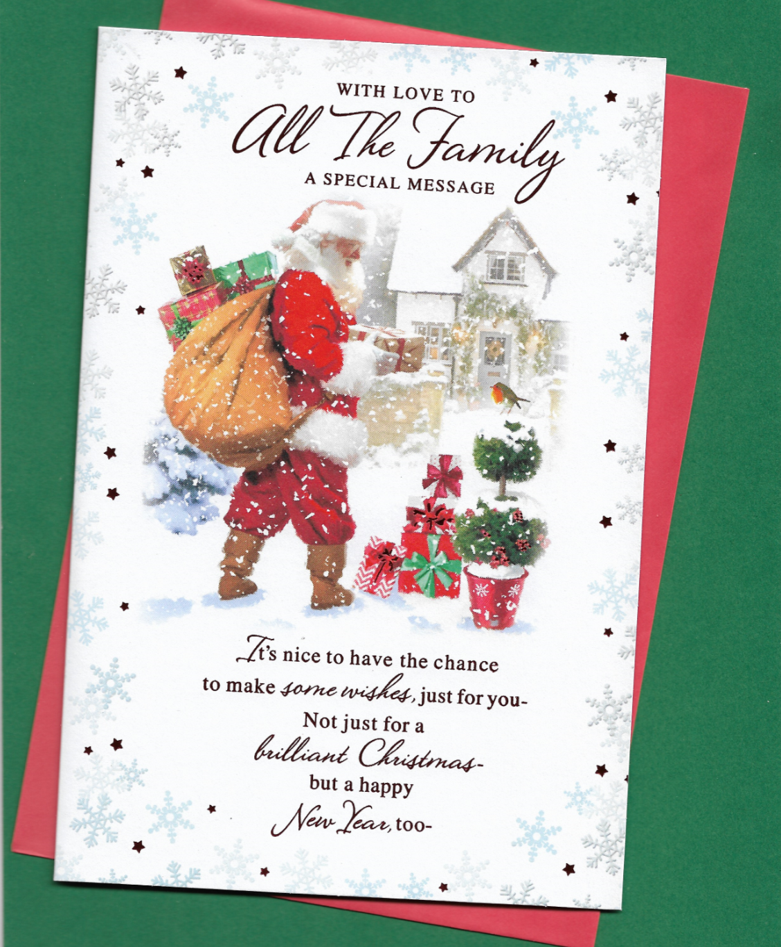 With Love To All The Family Christmas Card 9""x6"" Snow Scene Father Xmas Friends