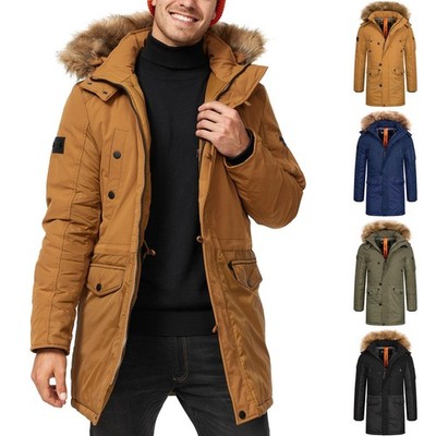 Indicode Herren Parka Jarl-Wintermantel Winterjacke Kunstfell Kapuze Herrenjacke