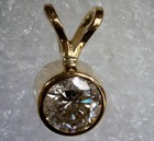 NEW 14K YELLOW GOLD  BEZEL SET ROUND NATURAL  DIAMOND PENDANT — photo 3