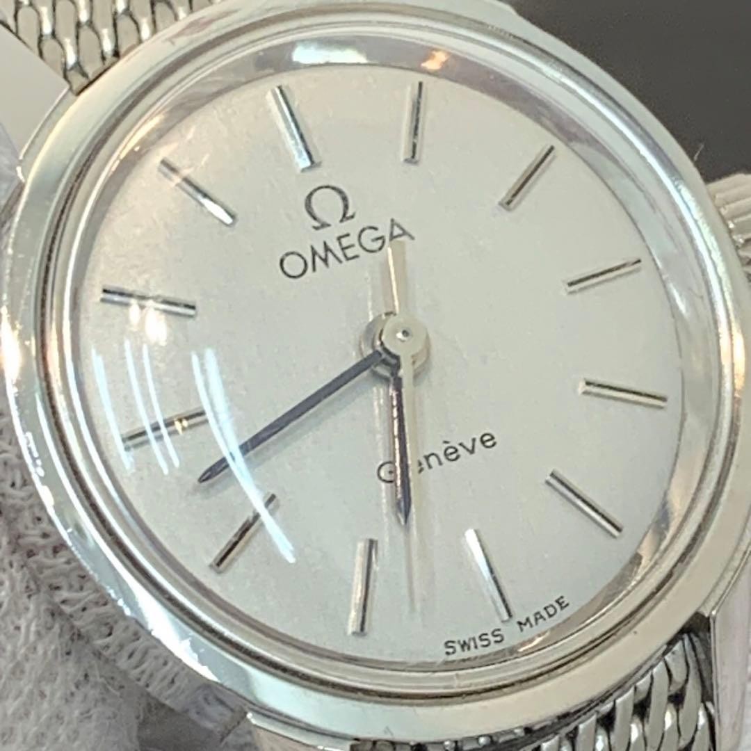 Vintage OMEGA Geneve Ladies Manual-Winding Watch 21mm Stainless Steel Working