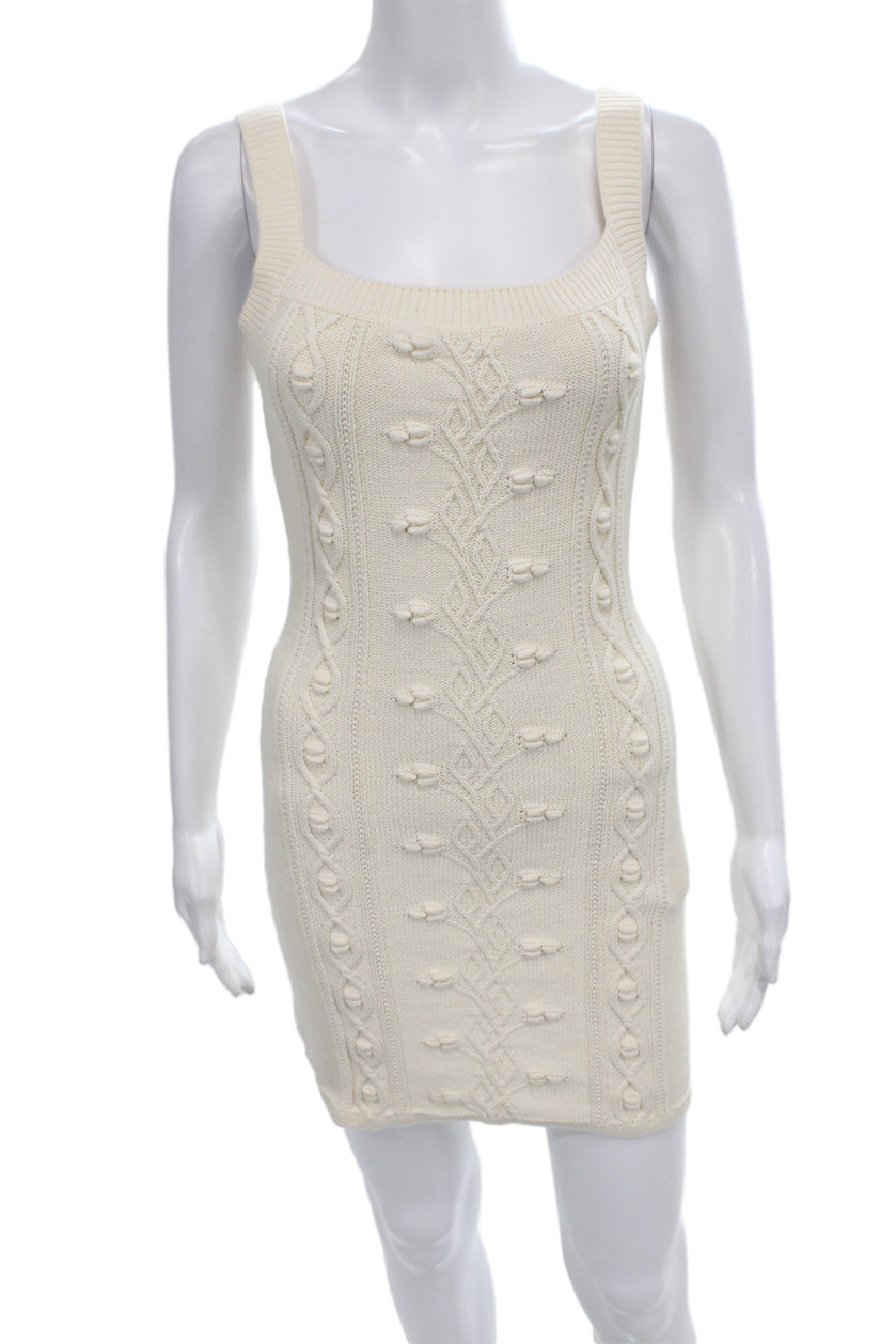 Reformation Women Sweater Dress White Sleeveless Square Neck Cotton Size XSFree Shipping in US $100+ Orders | $6.95 Orders Below