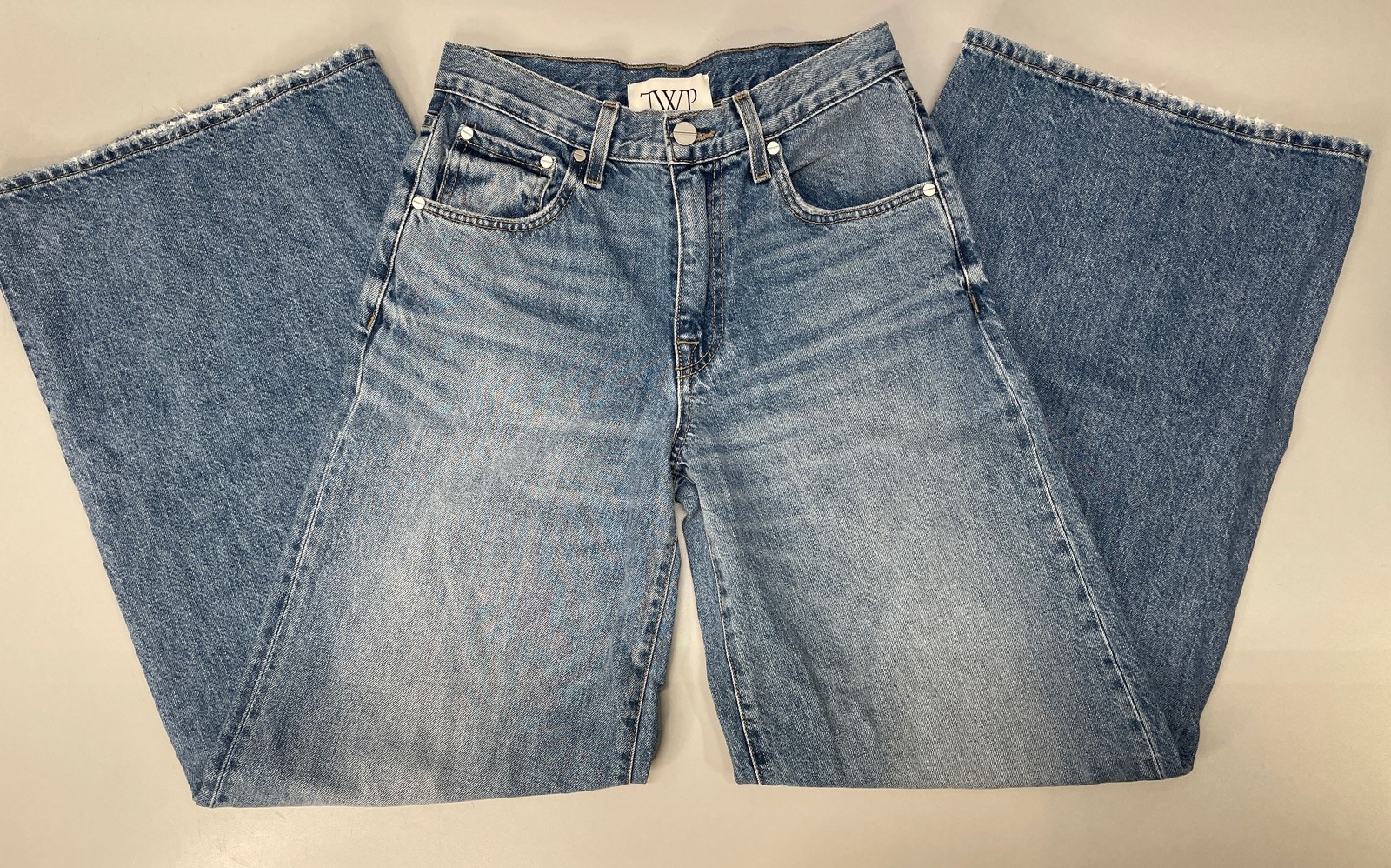 TWP Womens Jeans Blue Size 30 Tall Tiny Dancer VTG Wash Wide-Leg 5-Pocket Cotton