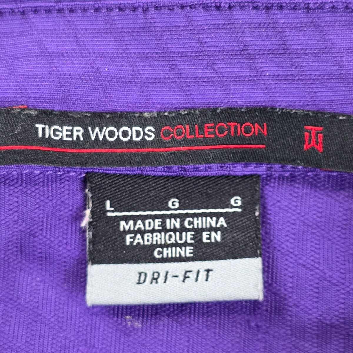 Tiger Woods Collection Nike Polo Mens Large Purple Dri-FIT Diamond