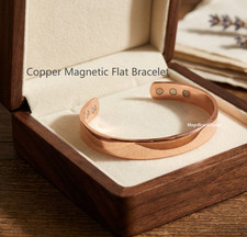 Flat Copper Magnetic Cuff Bracelet Arthritis Pain Relief Therapy Unisex Healing