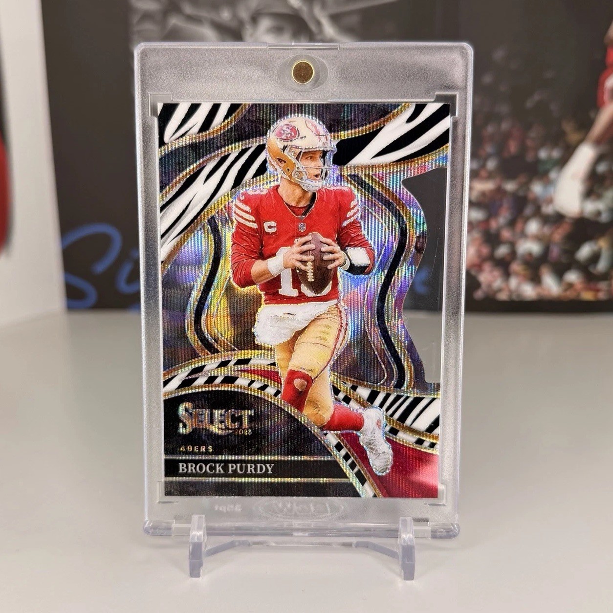 Brock Purdy 2023 Panini Select #293 ZEBRA Prizm Die-Cut Club Level 49ers
