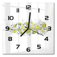 Wanduhr Aus GehäRtetem Glas Glasuhr EiswüRfel Limette Schwarze Zeiger 30X30 Cm