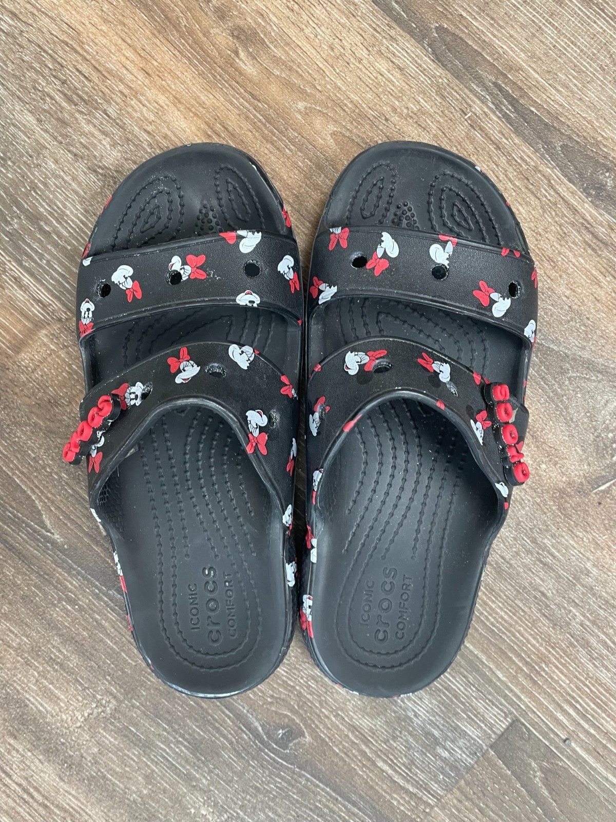Crocs Minnie Mouse Women’s Size 6 Disney Parks Exclusive Slides Black Sandals