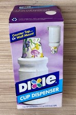 Vintage Dixie Cup Dispenser Counter or Wall Mount New in Box w Flowered Cups
