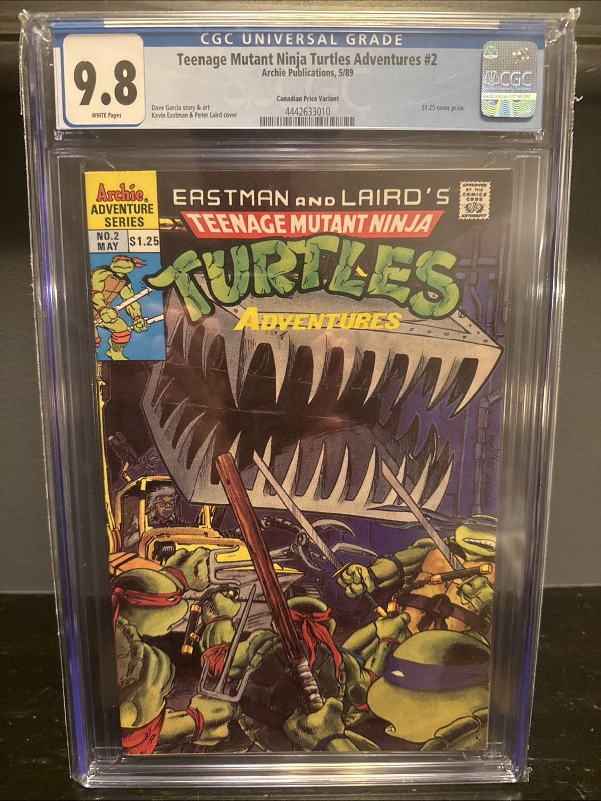 Teenage Mutant Ninja Turtles Adventures #2 CGC 9.8 Canadian Variant HighestGrade