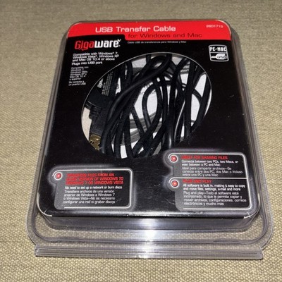 Gigaware 8FT USB transfer Cable Connector  Windows And Mac. Opened Box.