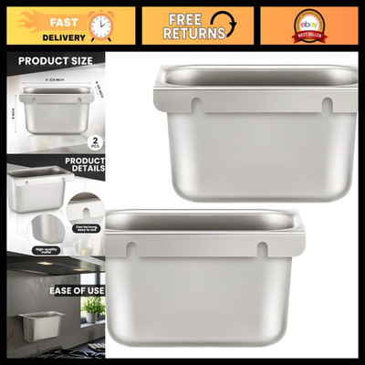 2 Pcs Deep Grease Cup Holders for Commercial Kitchens - 4'' Depth, Durable & Eas