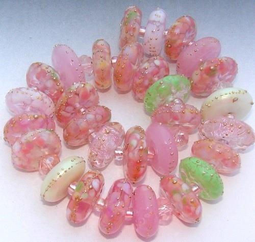 Sistersbeads Handmade Glass Beads-Pink Garden