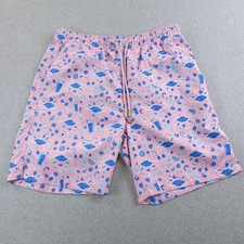 Peter Millar Swim Trunks Mens M Pink Blue Crab Print Seaside Collection Mesh
