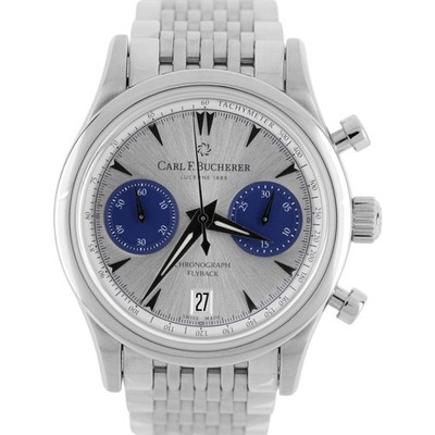 Carl F. Bucherer Manero Flyback PAPERS Steel Silver 40mm 10927.08 Watch BOX