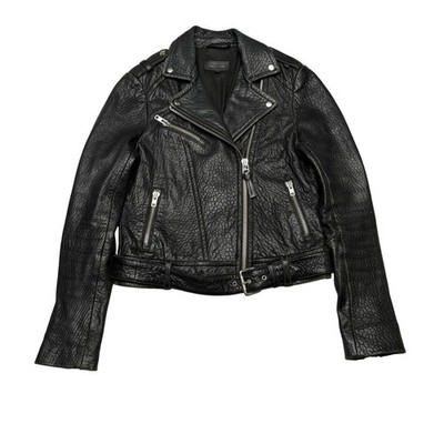 Mackage for Aritzia Pebbled Lamb Leather Motorcycle Jacket Women's Small READ
