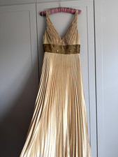 Vintage 50s gold beaded maxi cocktail / prom dress