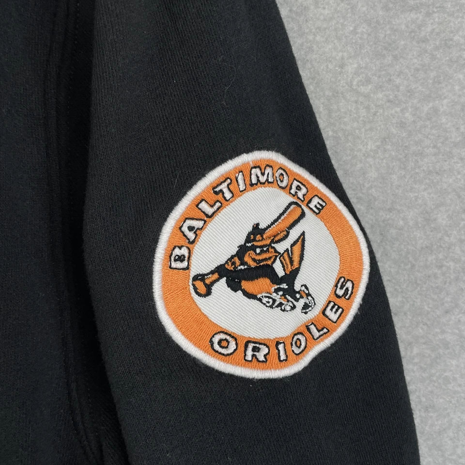 Jaqueta Baltimore Orioles masculina pequena preta pacote de cera profissional zíper completo pista 47 casaco MLB - Imagem 4 de 4